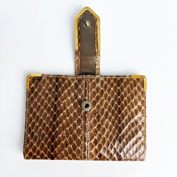 Judith Leiber Wallet Snakeskin Leather Small Card Holder Bifold Vintage Rare - Picture 5 of 8